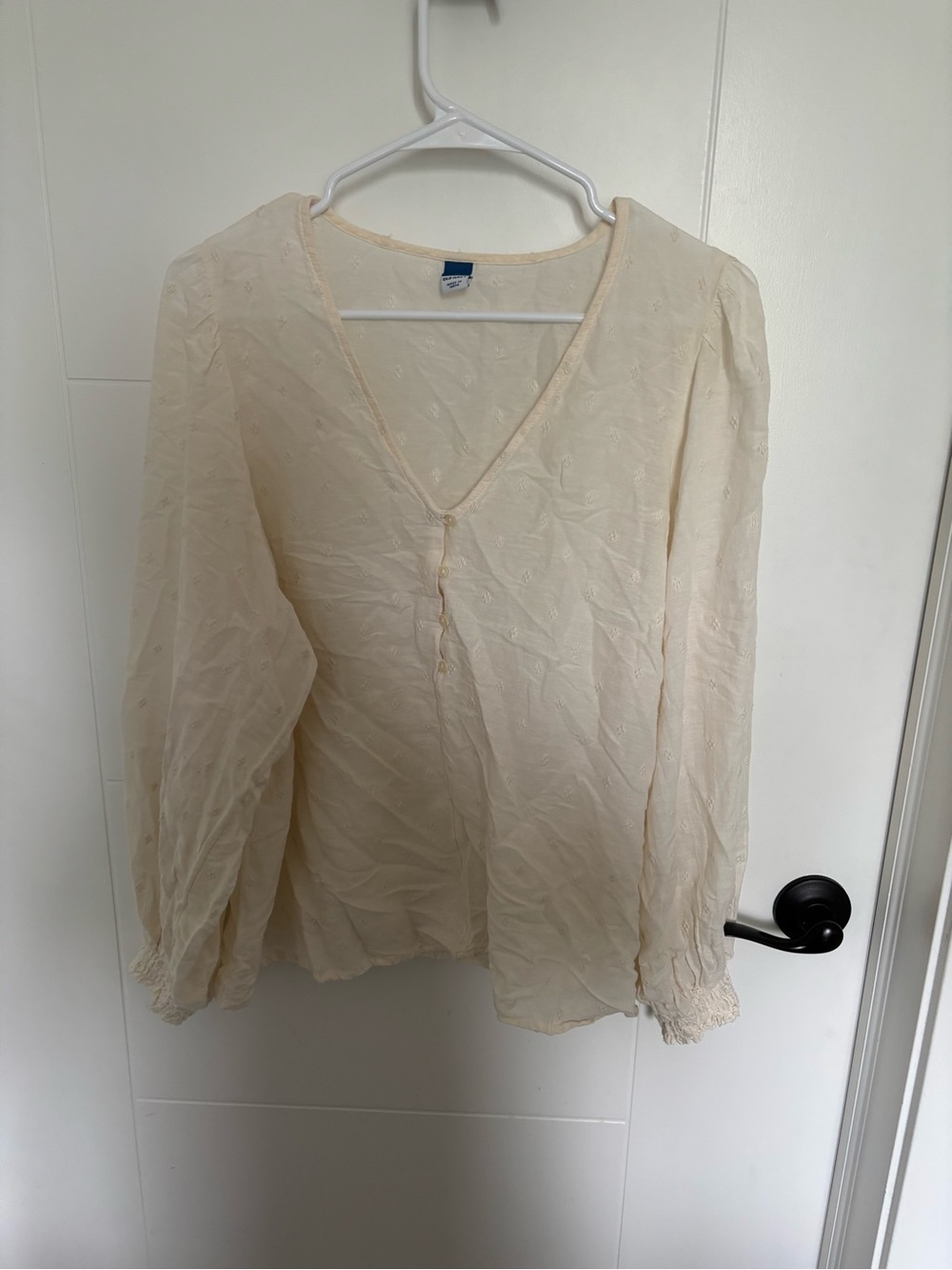 Old Navy Cream Sheer V-Neck Blouse